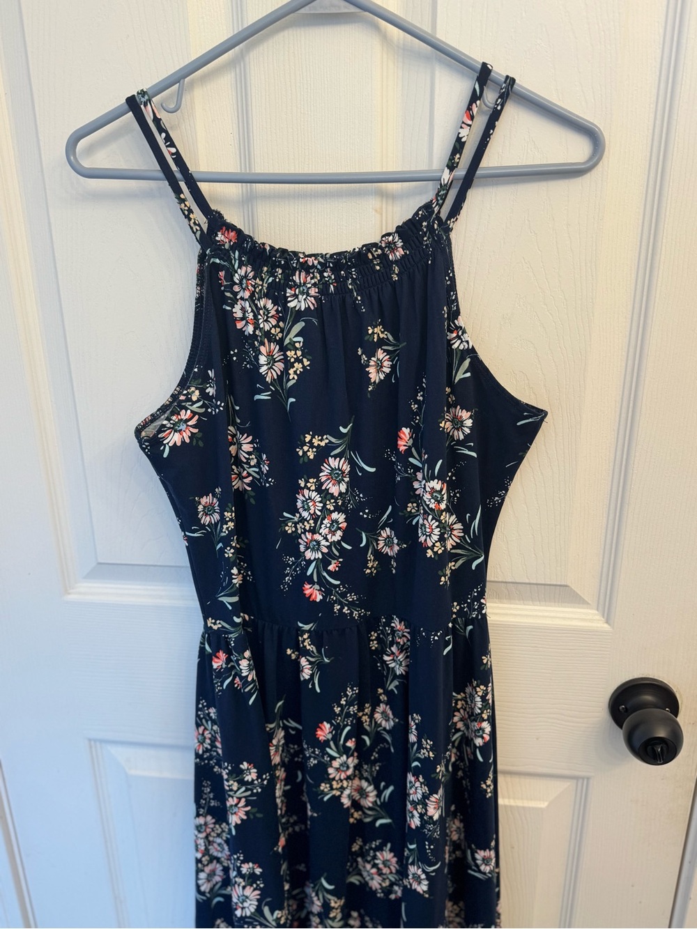 NWOT Nine Britton Navy Floral Spaghetti Strap Knee Length Dress